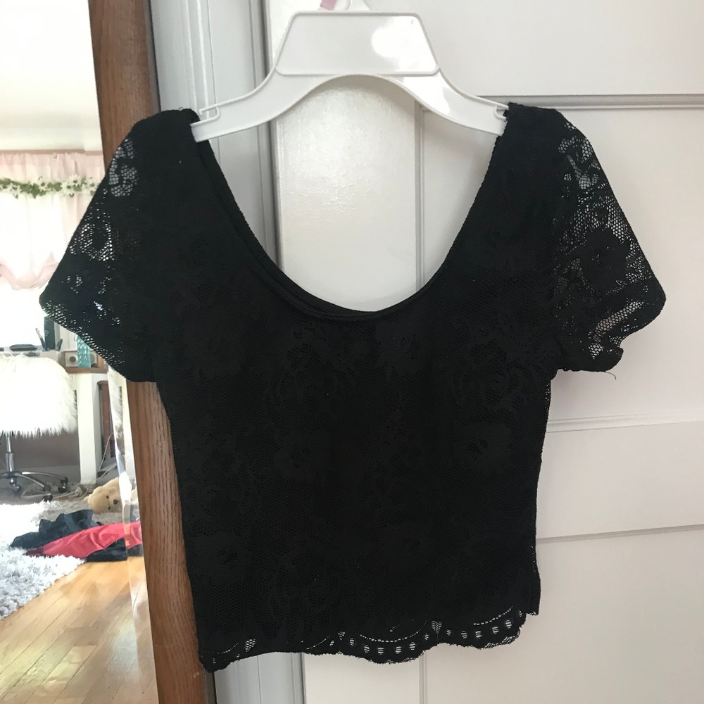 Extra Small Black Lace Crop Top - Women's
